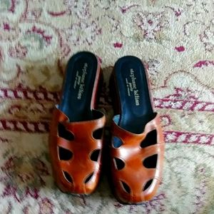 Brown leather mules shoes size 9 stephanie kelian